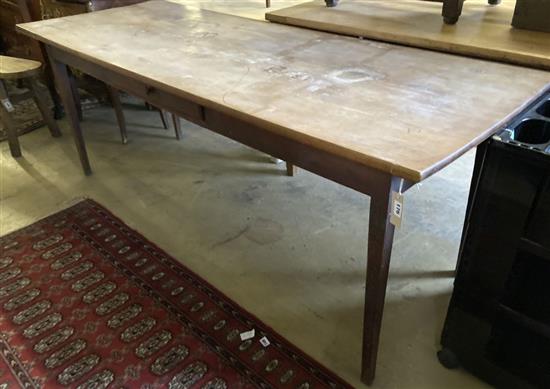 A cherrywood French farmhouse table with side and end drawers, width 200cm, depth 74cm, height 75cm